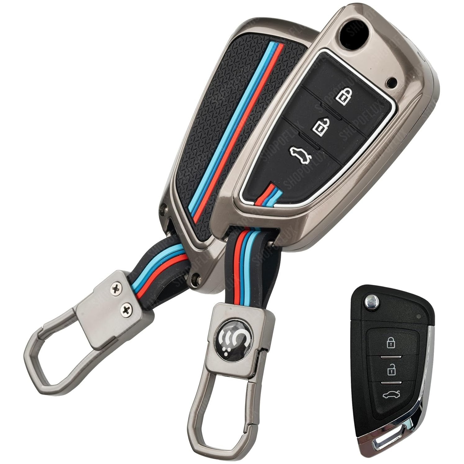 Flip Key Metal Key Fob SHOPOFLUX Metal Key Cover Compatible