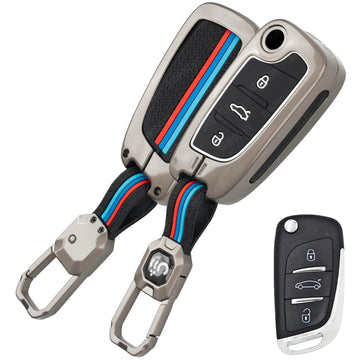 SHOPOFLUX Metal Key Cover Compatible for KD B11 DS Universal Remote 3 Button Flip Key