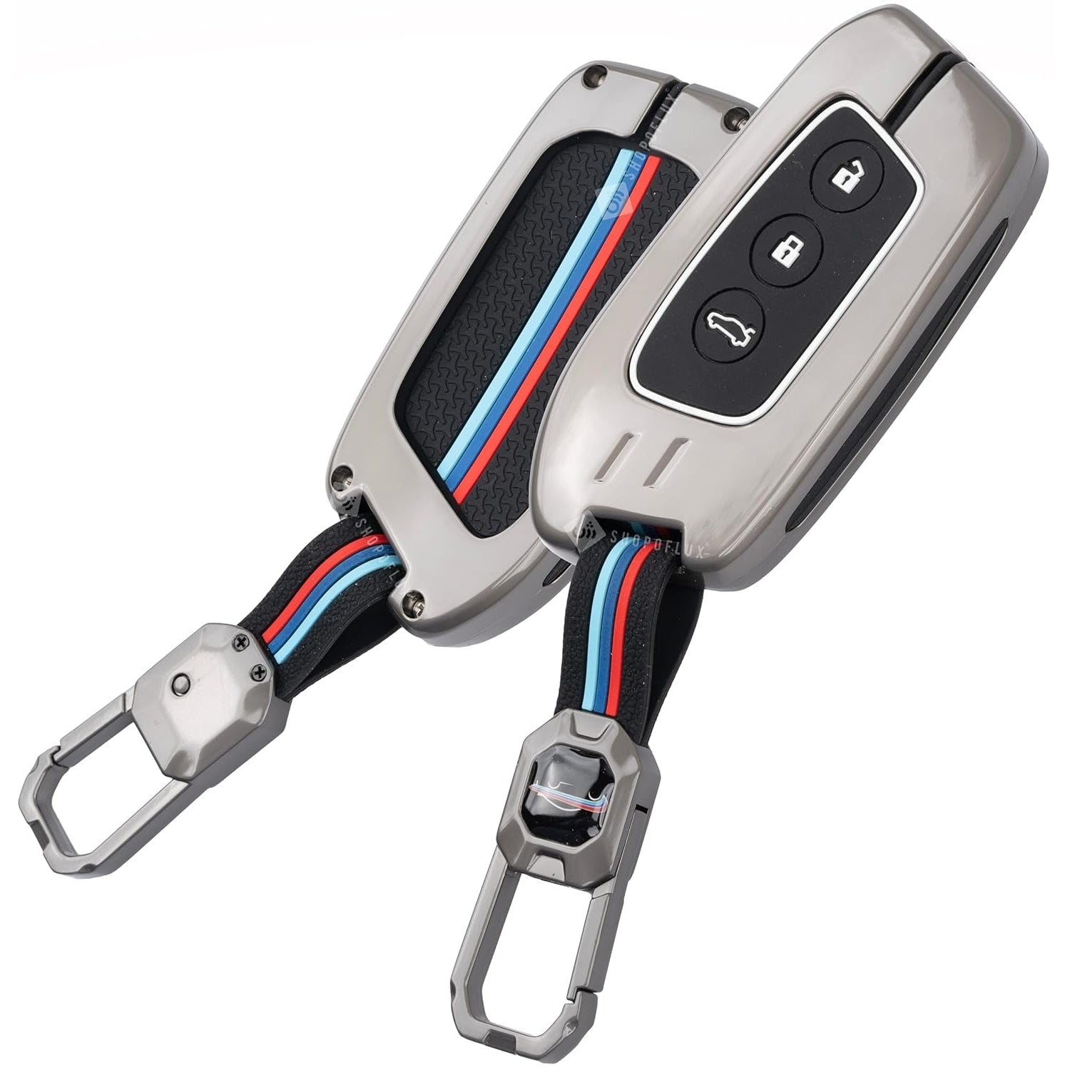 SHOPOFLUX Metal Car Key Cover Compatible for MG Hector Button Smart