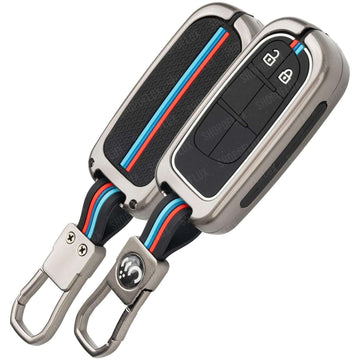 SHOPOFLUX Metal Key Cover Compatible for Jeep Meridian, Compass, Trailhawk, 2 Button Smart Key