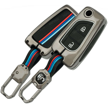 SHOPOFLUX Metal Key Cover Compatible for Toyota Innova Crysta | Corolla Altis 2 Button Flip Key