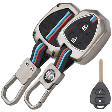 SHOPOFLUX Metal Key Cover Compatible for Toyota Old Innova, Fortuner, Corolla, Camry 2 Button Key