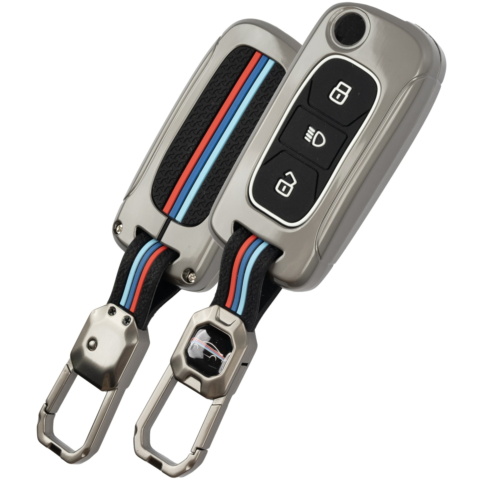 SHOPOFLUX Metal Key Cover Compatible for Tata Tiago | Nexon | Altroz | Safari | Storme | Zest | Bolt | Tigor | Punch | Hexa 3 Button Flip Key