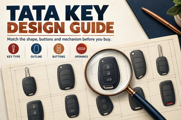 Tata car key cover design checklist for key type, outline, buttons and openings