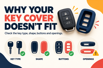 Car key cover fit checklist for key type, shape, buttons and openings