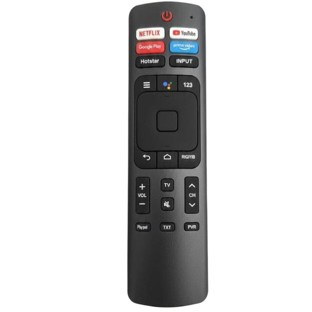 Hisense HIS-3 remote design with a square navigation control, streaming shortcuts and volume and channel rockers