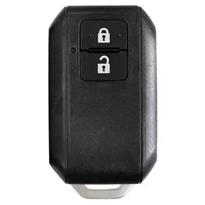 Suzuki Nexa-style rectangular two-button smart key with lock and unlock buttons and a metal loop