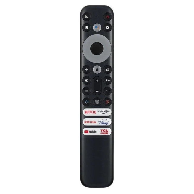 TCL TCL-1 remote design with a large silver navigation ring and rows of streaming shortcut buttons