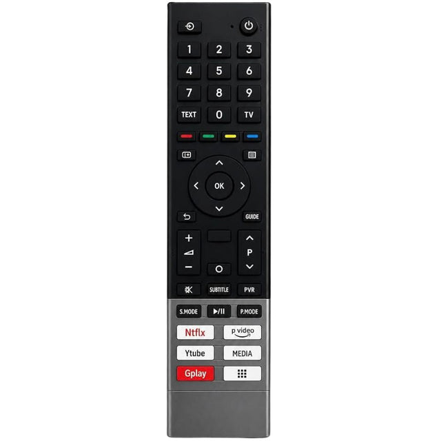 Toshiba TOS-2 remote design with a number keypad, circular navigation and rows of lower app shortcuts
