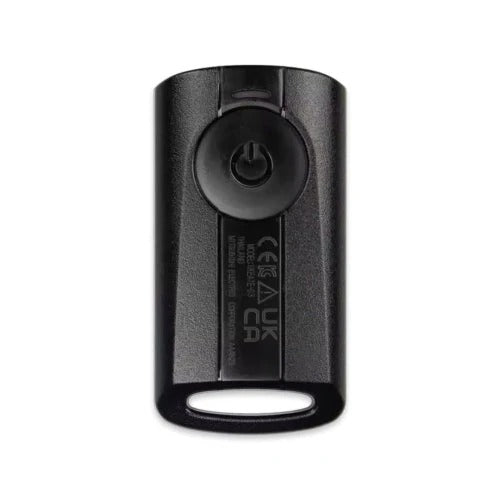 Yamaha Aerox black smart key fob with a round power-symbol button and oval key-ring opening
