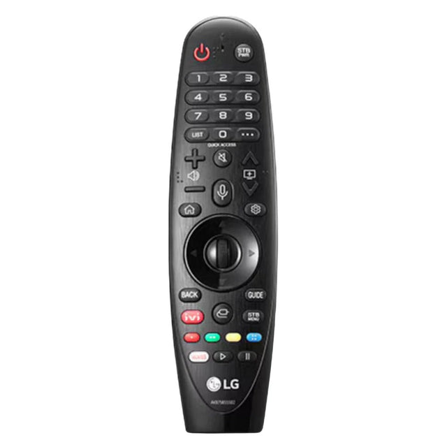 LG LG-1 Magic Remote design with a number keypad, central scroll wheel and coloured buttons near the base