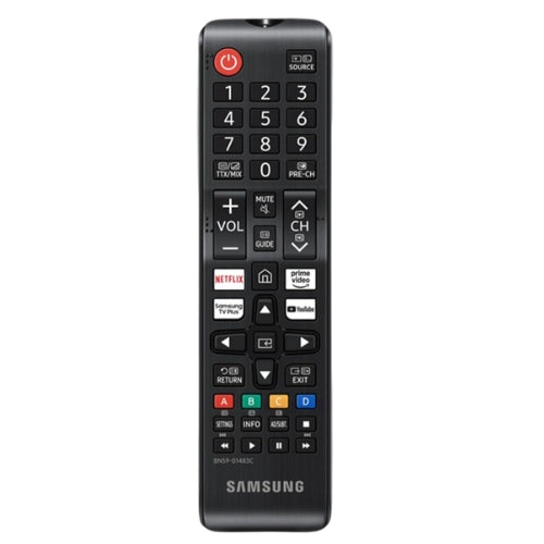 Samsung SAM-4 remote design with a number keypad, circular navigation and coloured buttons near the base