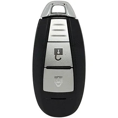 Urban Cruiser-style curved two-button smart key with silver lock and unlock buttons and a metal loop