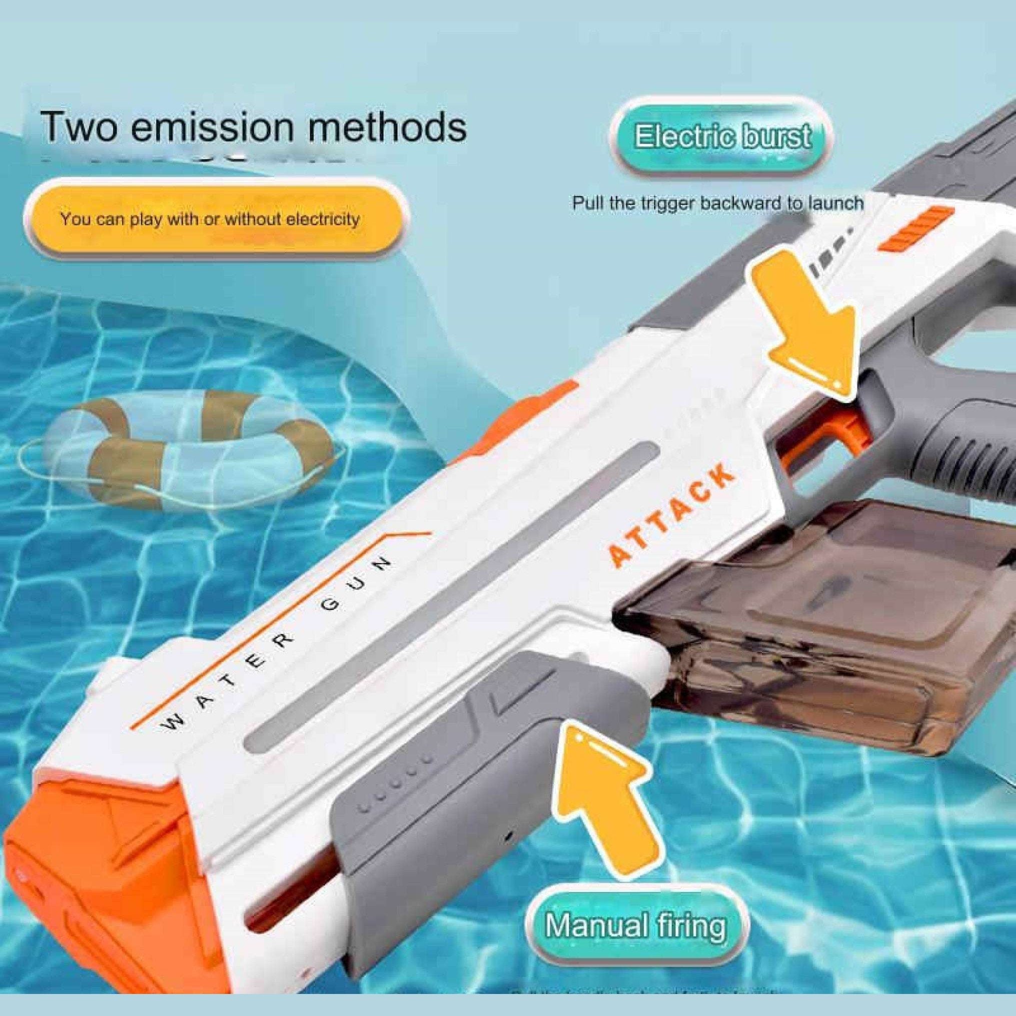 SHOPOFLUX Electric Water Gun Toy with Automatic Water Absorption, Long Range, Rapid Fire