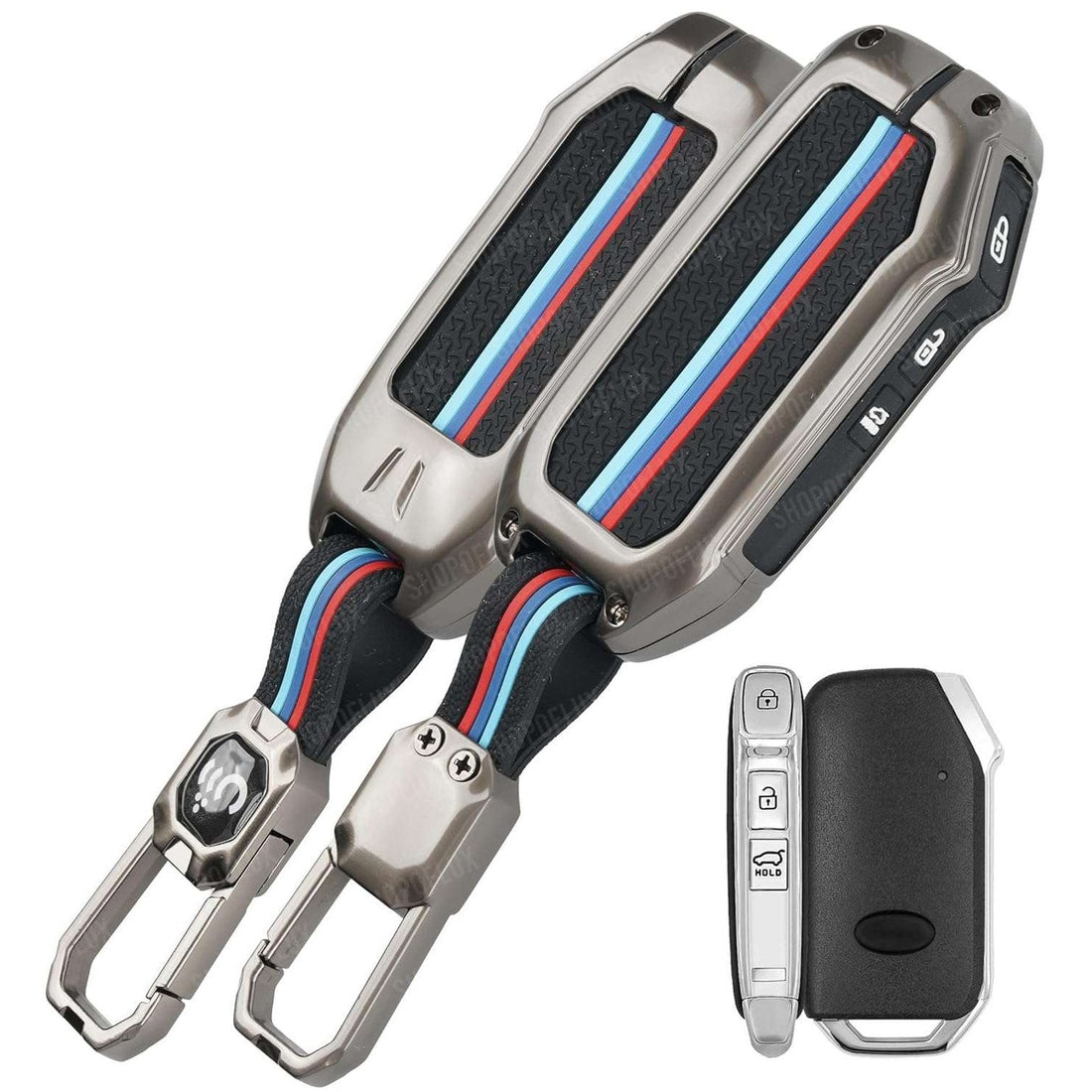 SHOPOFLUX Metal Key Cover Compatible with Kia Seltos Facelift | Carens | Sonet 3 Button Smart Key - Black