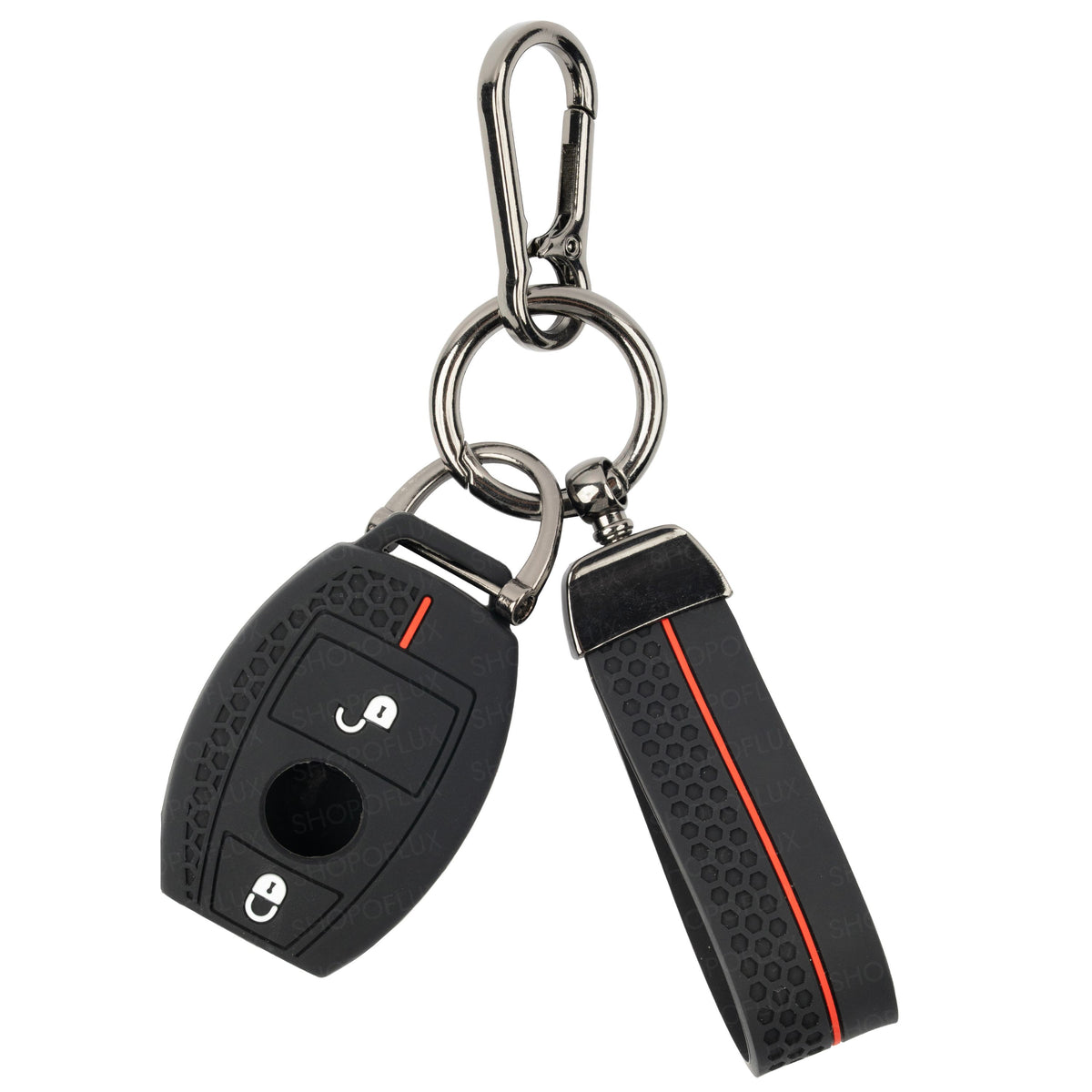 SHOPOFLUX Silicone Car Key Cover Compatible for Mercedes Benz C E M S CLS CLK GLK GLC G Class 2 Button smart Key (Silicone Black)