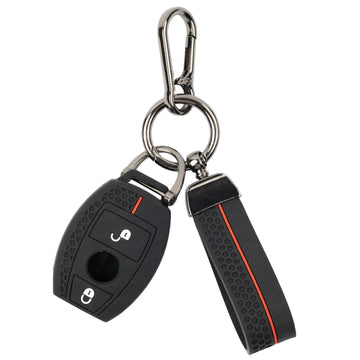SHOPOFLUX Silicone Car Key Cover Compatible for Mercedes Benz C E M S CLS CLK GLK GLC G Class 2 Button smart Key (Silicone Black)