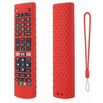 Shopoflux Silicone Tv Remote Cover Compatible with LG Smart TV Remote Full Wrap Protective Case with Lanyard [Remote NOT Included] (Red)