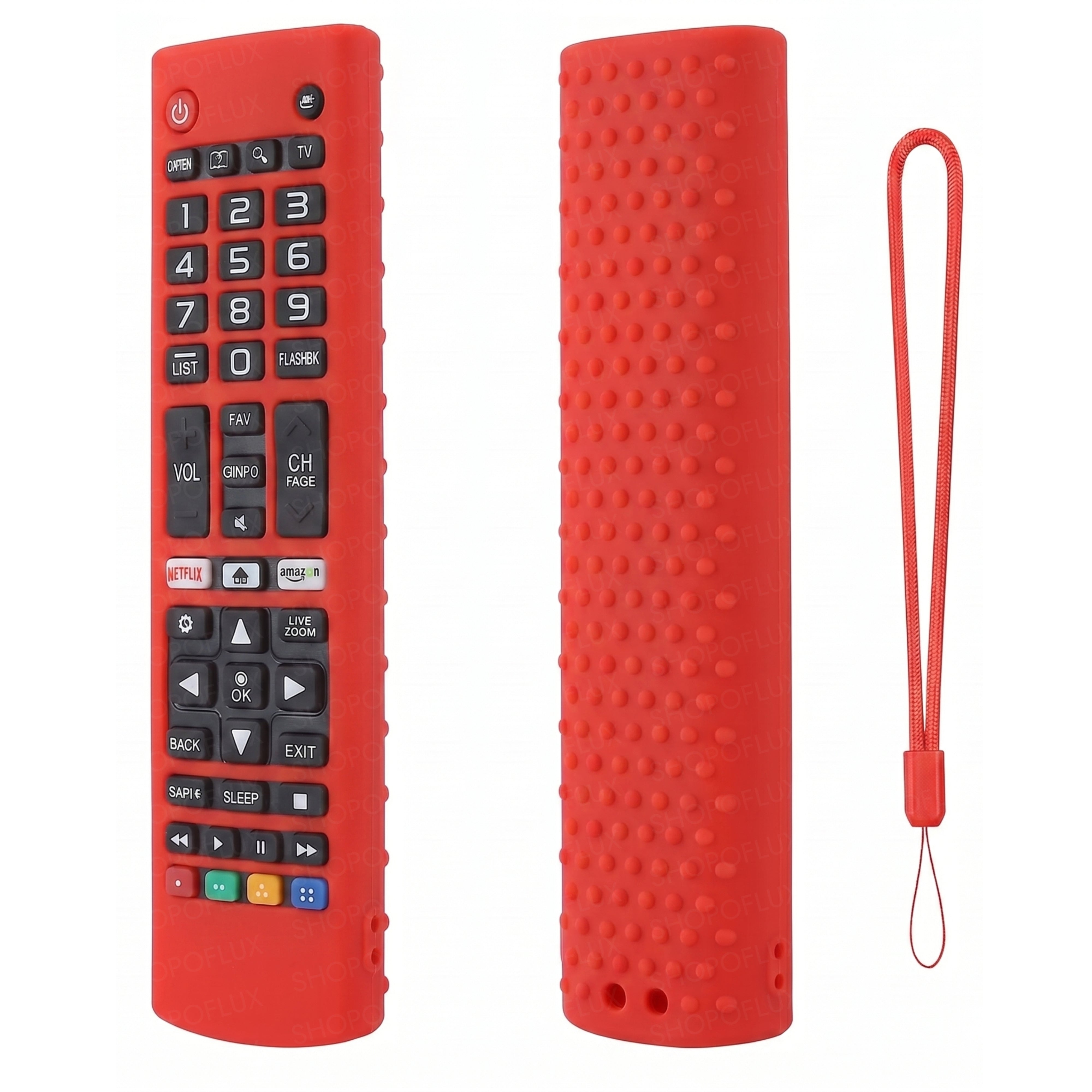 Shopoflux Silicone Tv Remote Cover Compatible with LG Smart TV Remote Full Wrap Protective Case with Lanyard [Remote NOT Included] (Red)