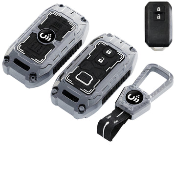 SHOPOFLUX Key Cover Compatible with Baleno, Grand Vitara, Swift, Brezza, eVitara, Ertiga, Dzire, Fronx, Urban Cruiser, Rumion, Glanza, Hyryder, Victoris 2 Button Key(Metal Black Siliconee) Shopoflux