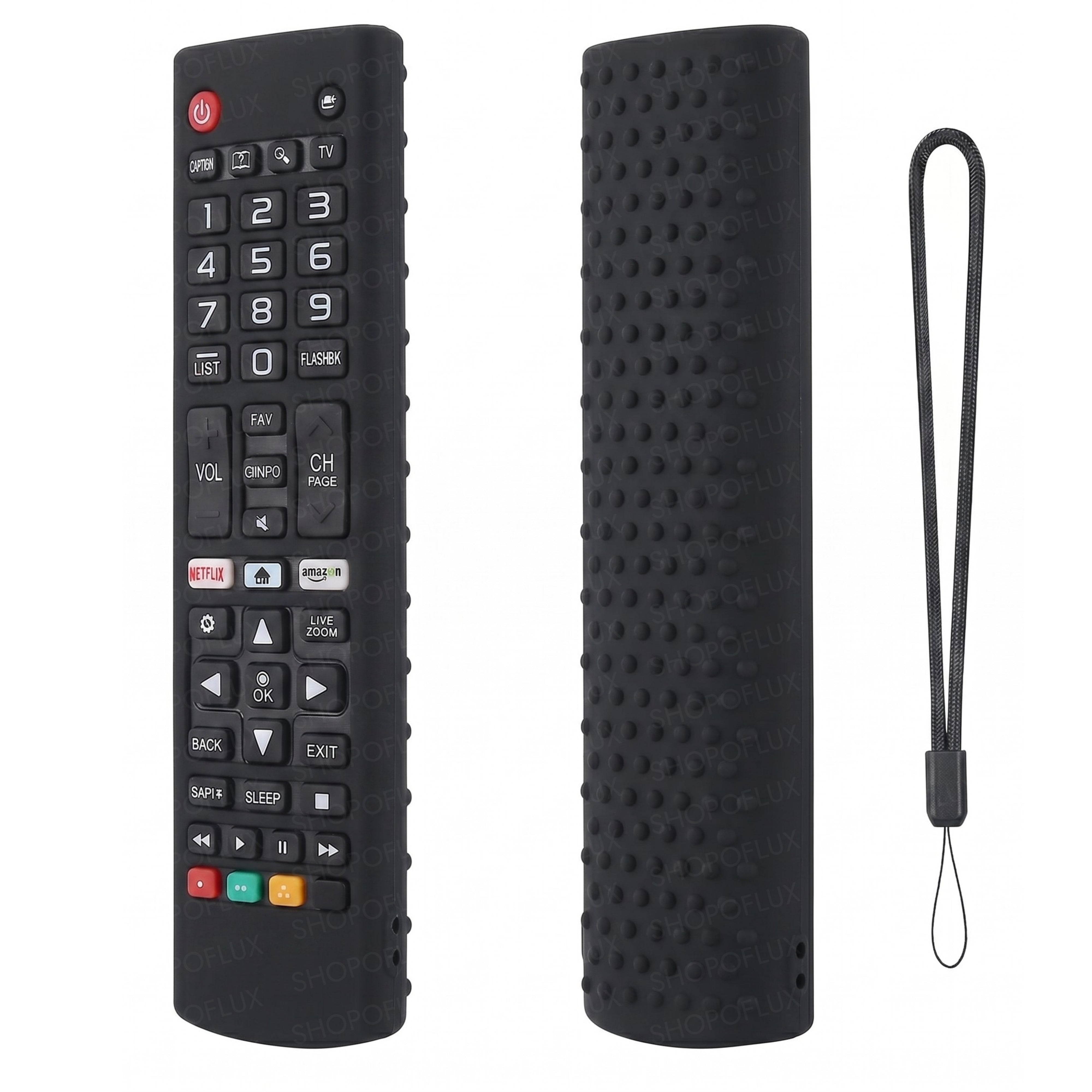 Shopoflux Silicone Tv Remote Cover Compatible with LG Smart TV Remote Full Wrap Protective Case with Lanyard [Remote NOT Included] (Black)