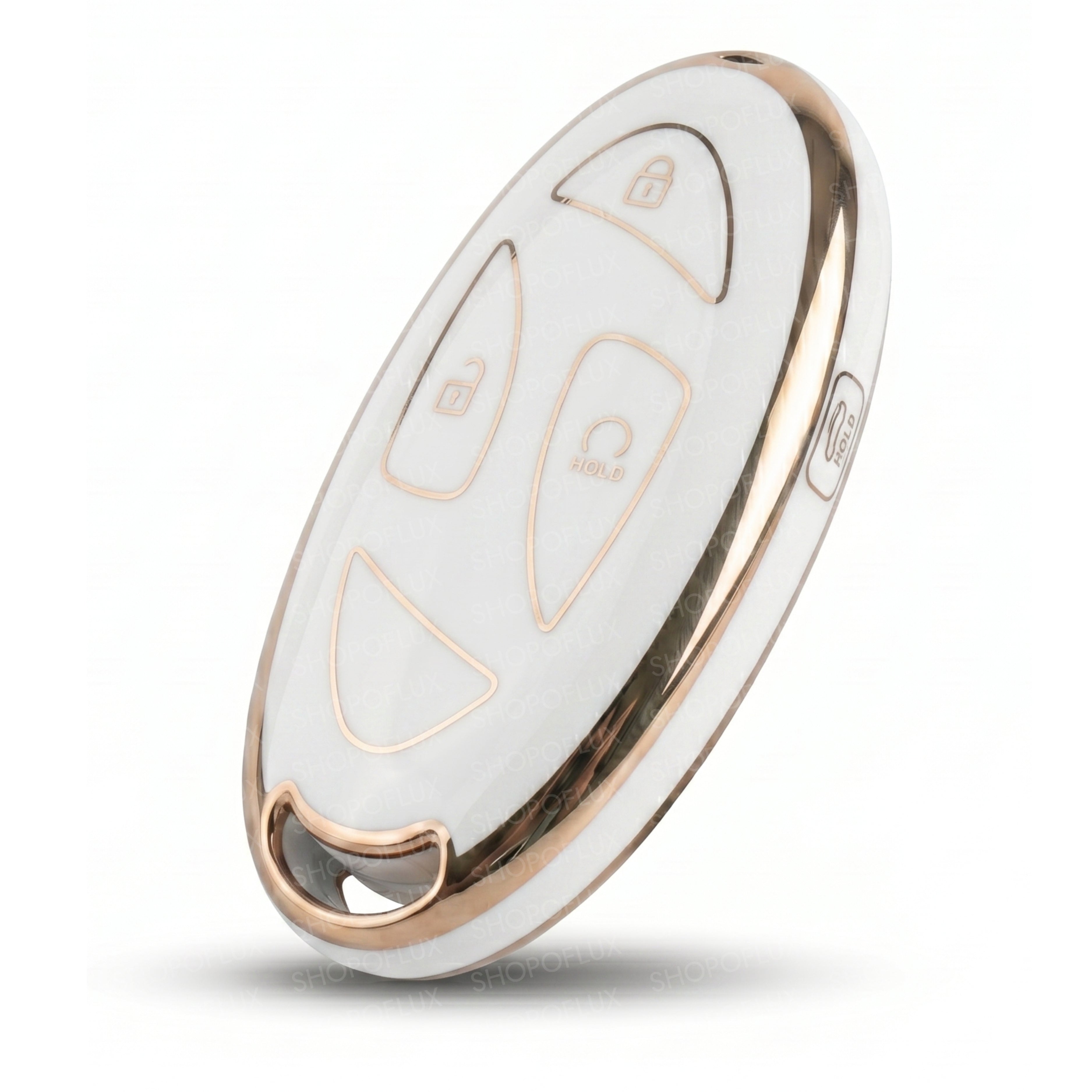 SHOPOFLUX TPU Key Cover Compatible with Hyundai Venue 4 Button Smart Key (White)
