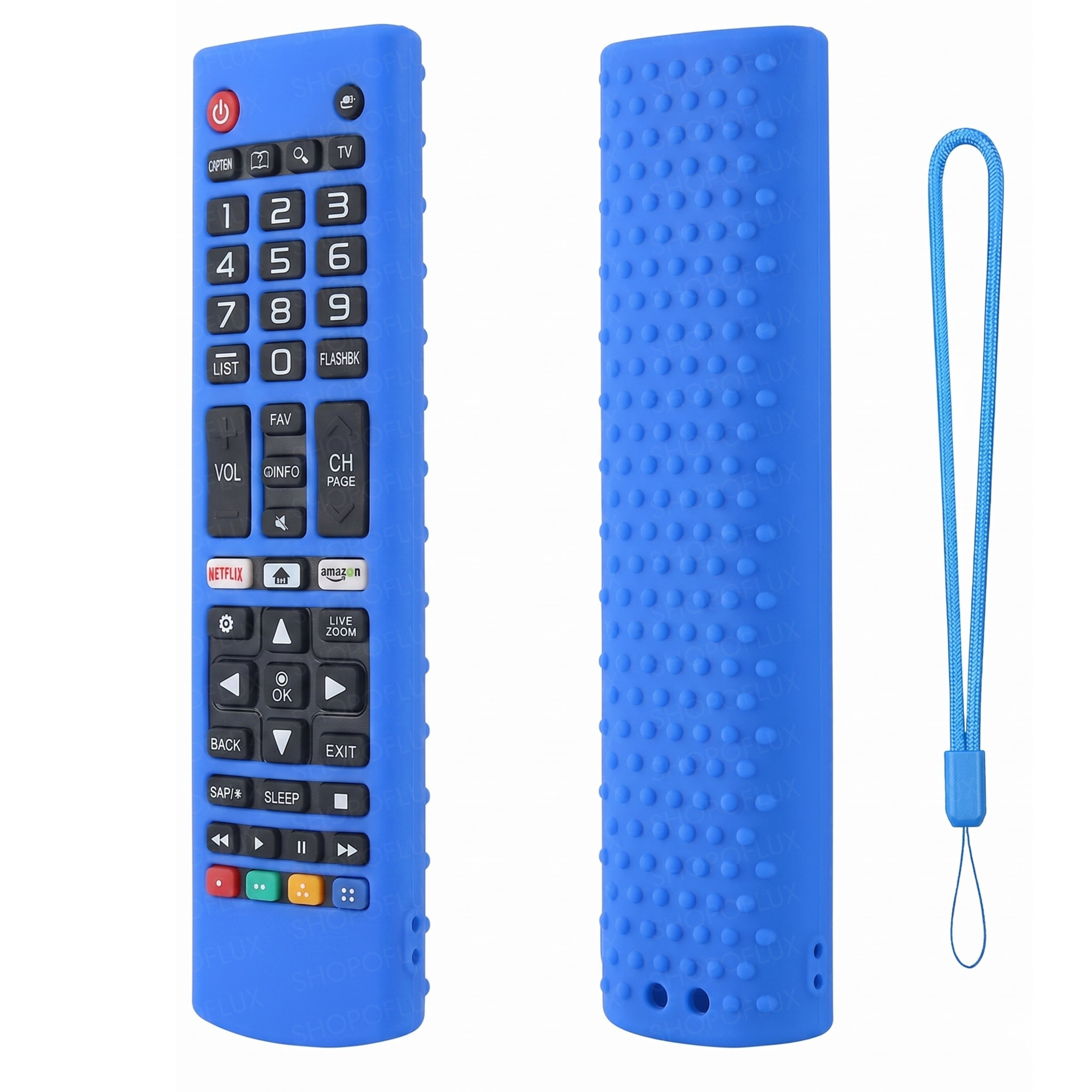 Shopoflux Silicone Tv Remote Cover Compatible with LG Smart TV Remote Full Wrap Protective Case with Lanyard [Remote NOT Included] (Blue)