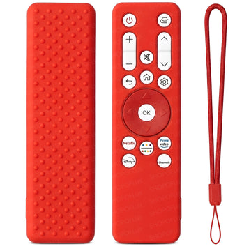 SHOPOFLUX Silicone Case Cover Compatible with LG Smart Monitor Remote Control with Lanyard (Red)