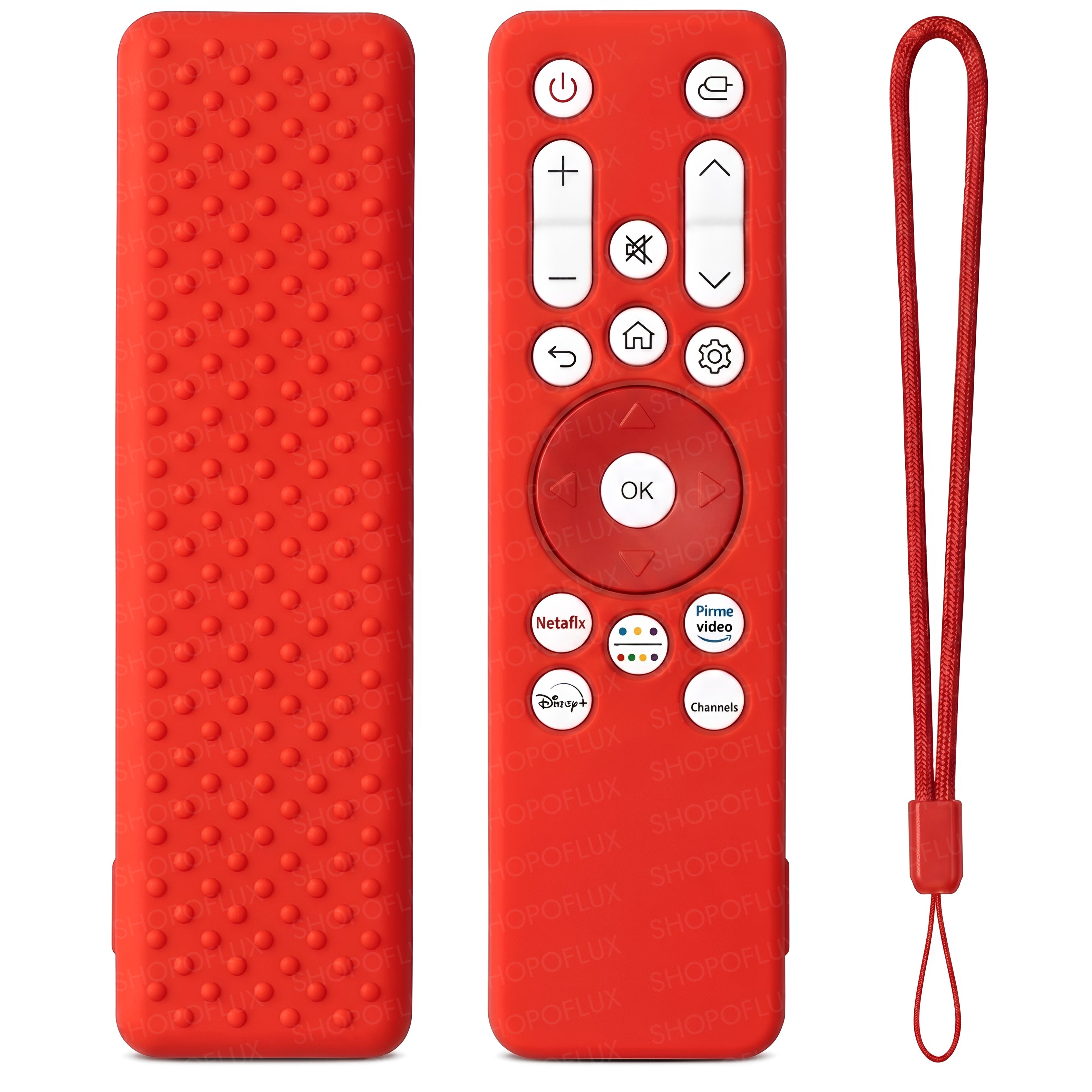 SHOPOFLUX Silicone Case Cover Compatible with LG Smart Monitor Remote Control with Lanyard (Red)