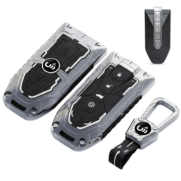 SHOPOFLUX Metal Key Cover Compatible with Mahindra BE 6, XEV 9 EV, XUV 7XO Smart Key (Metal Silicone Black) Shopoflux