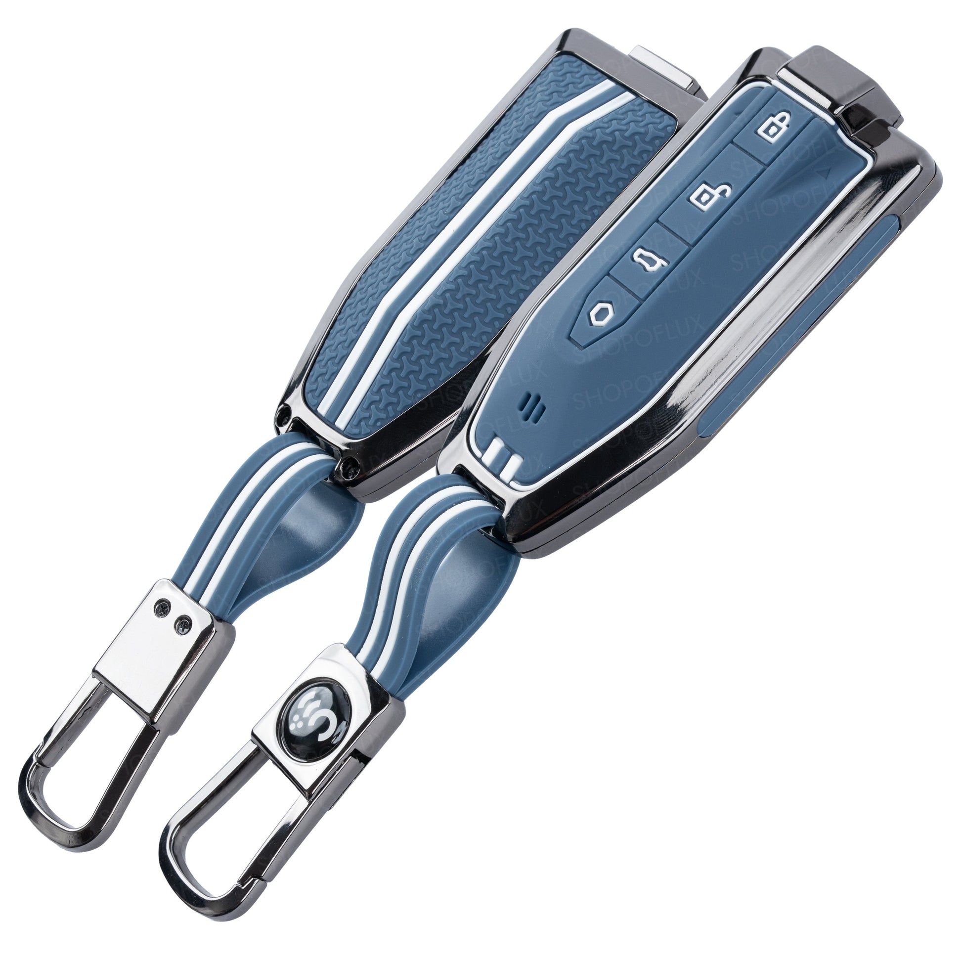 SHOPOFLUX Metal Key Cover Compatible with Mahindra BE 6, XEV 9 EV, XUV 7XO Smart Key (Metal Silicone Blue) Shopoflux