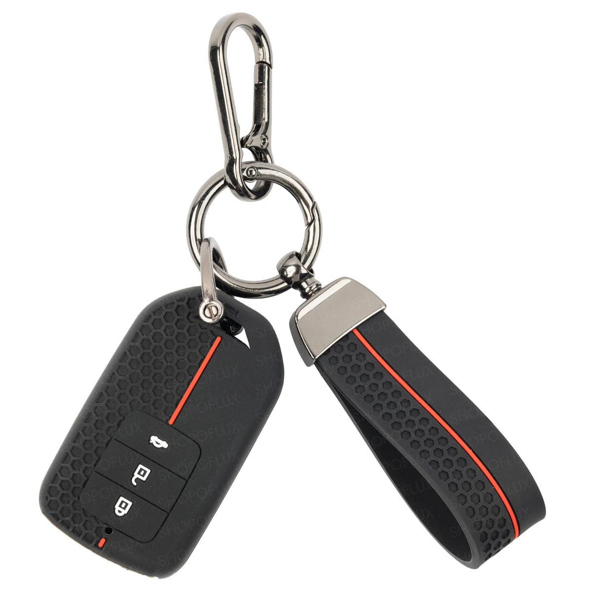 SHOPOFLUX Metal Key Cover Compatible for Honda Elevate | City | Amaze | WRV | CRV | Jazz | 3 Button Smart Key