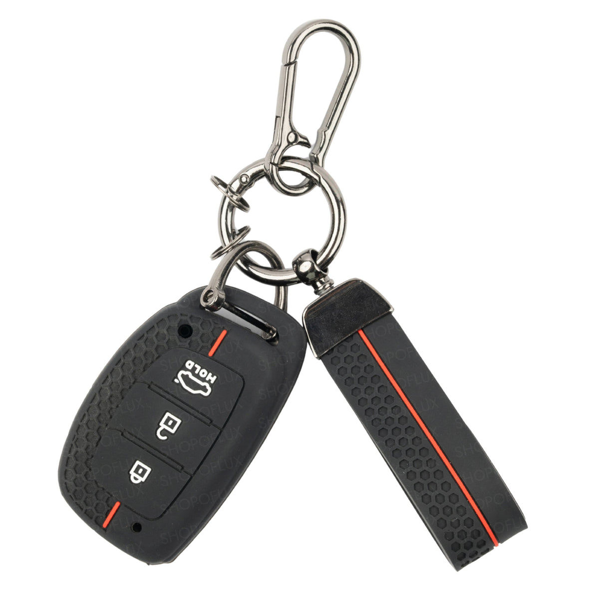 SHOPOFLUX Silicone Key Cover for Hyundai Grand i10 NIOS Asta | Venue | i20 | Aura | Exter | Creta | Elantra 3 Button Smart Key Only (Silicone Black)