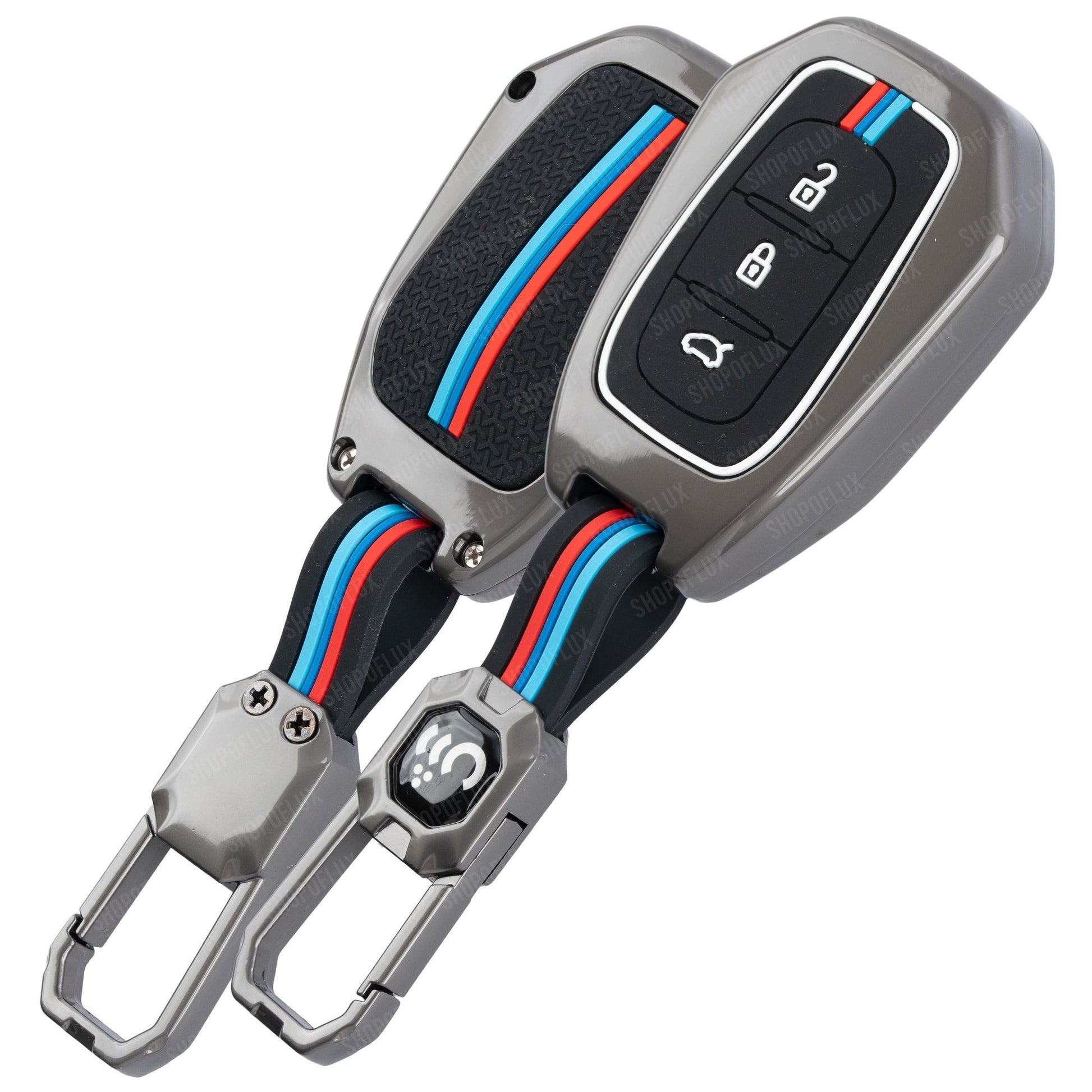 SHOPOFLUX Metal Key Cover Compatible with Renault Triber | Kiger 3 Button Key (Black) (Pack of 1) Shopoflux