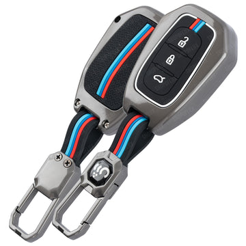 SHOPOFLUX Metal Key Cover Compatible with Renault Triber | Kiger 3 Button Key (Black) (Pack of 1) Shopoflux