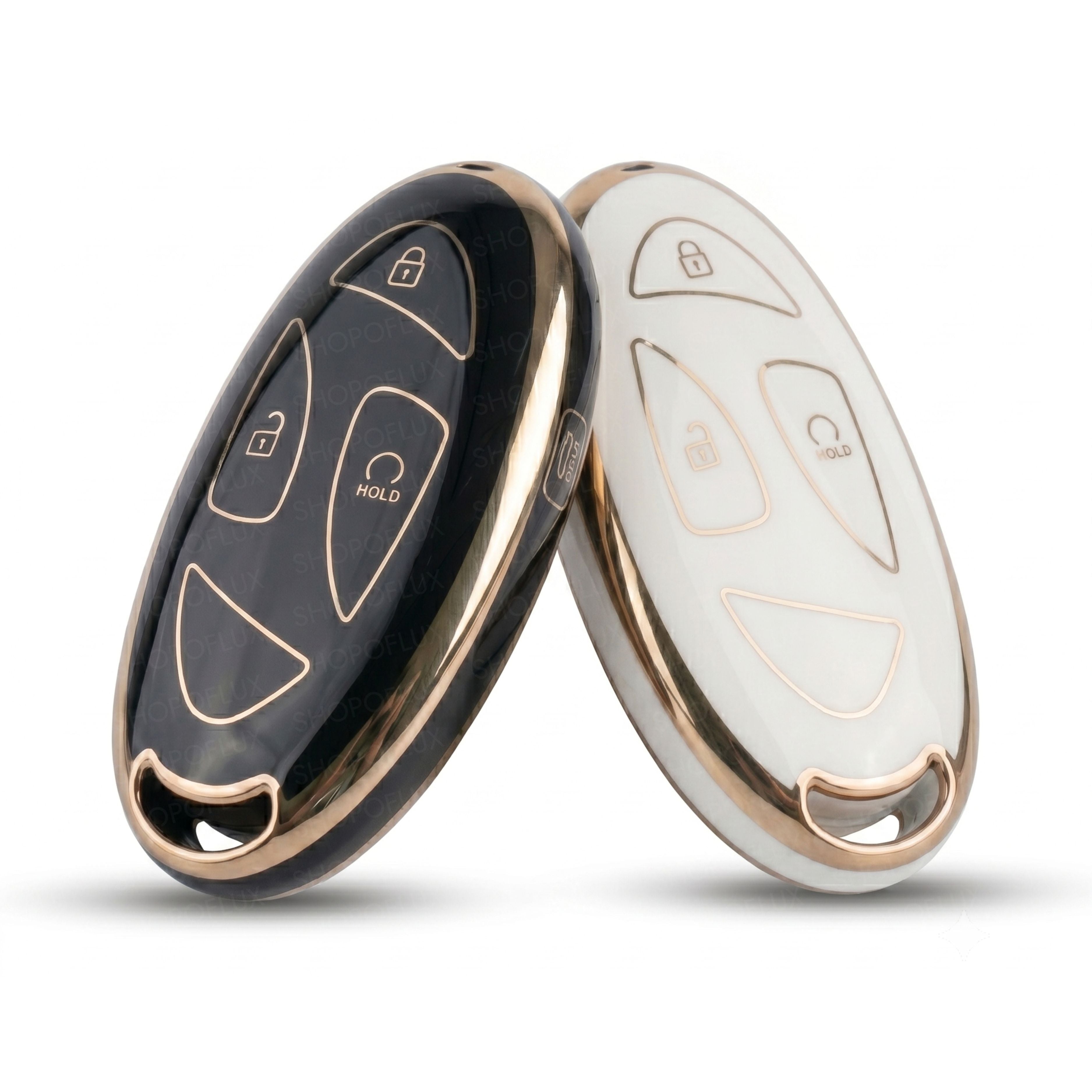 SHOPOFLUX TPU Key Cover Compatible with Hyundai Venue 4 Button Smart Key (White & Black Pack of 2)