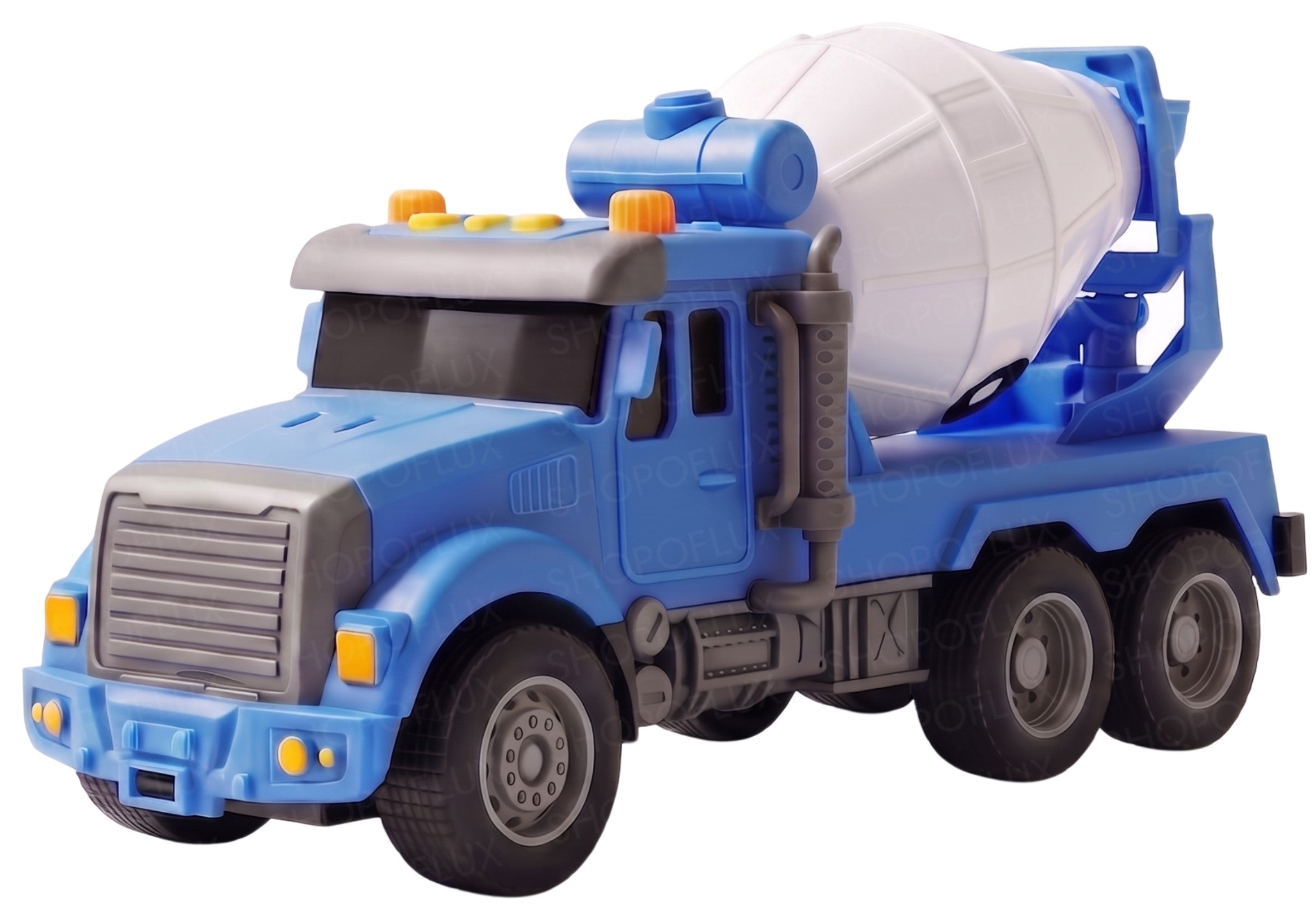 SHOPOFLUX Construction Cement Mixer Truck Toy with Friction Powered Push and Go Truck Toys for Kids, Boys and Girls Aged 3+ Year (Cement Mixer)