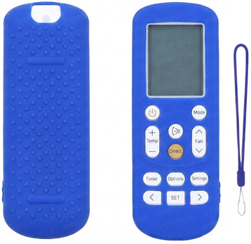 SHOPOFLUX Silicone AC Remote Cover Compatible with Samsung AC Remote Full Wrap Protective Case with Lanyard [Remote NOT Included] (Blue)