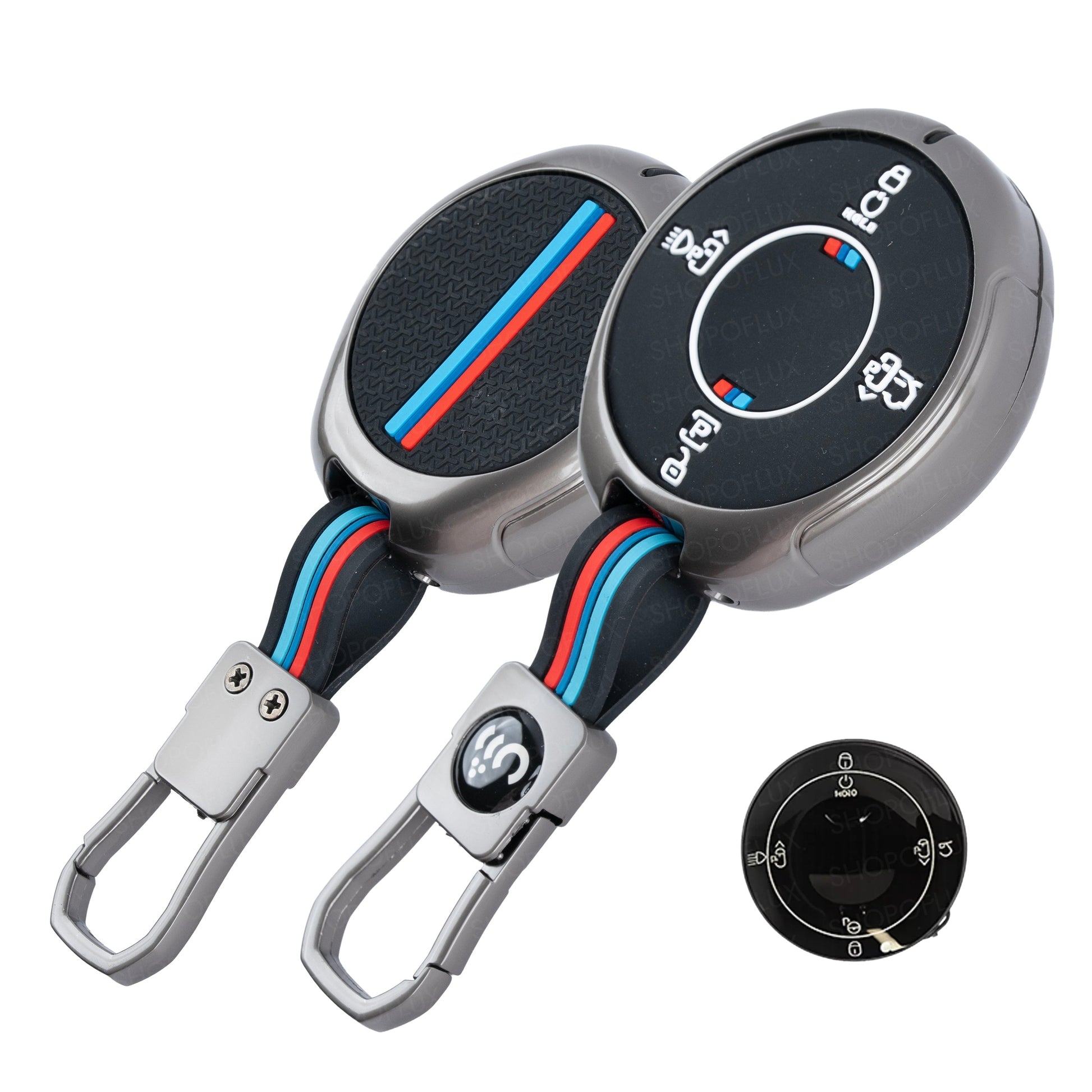 SHOPOFLUX Metal Key Cover Compatible for Tata Harrier EV Round Smart Key Shopoflux