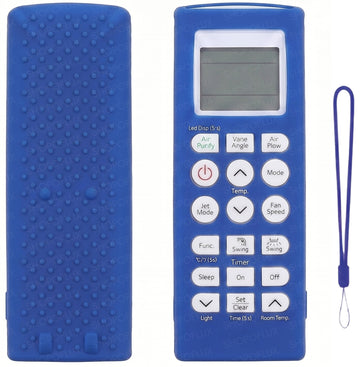 SHOPOFLUX Silicone AC Remote Cover Compatible with LG AC Remote Full Wrap Protective Case with Lanyard [Remote NOT Included] (Blue)