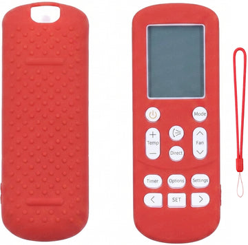 SHOPOFLUX Silicone AC Remote Cover Compatible with Samsung AC Remote Full Wrap Protective Case with Lanyard [Remote NOT Included] (Red)