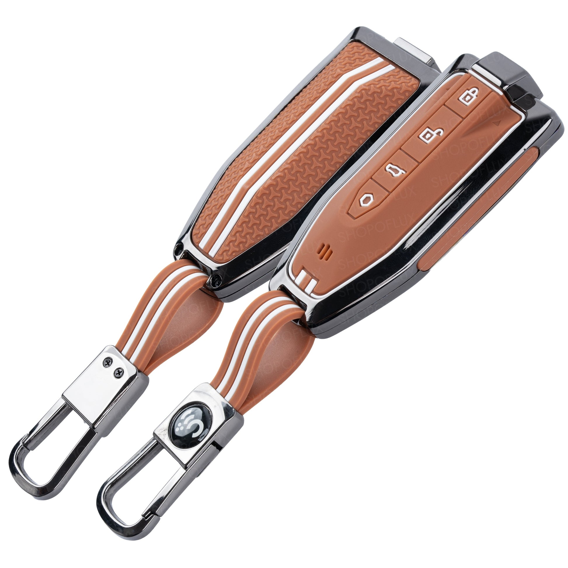 SHOPOFLUX Metal Key Cover Compatible with Mahindra BE 6, XEV 9 EV, XUV 7XO Smart Key (Metal Silicone Brown) Shopoflux