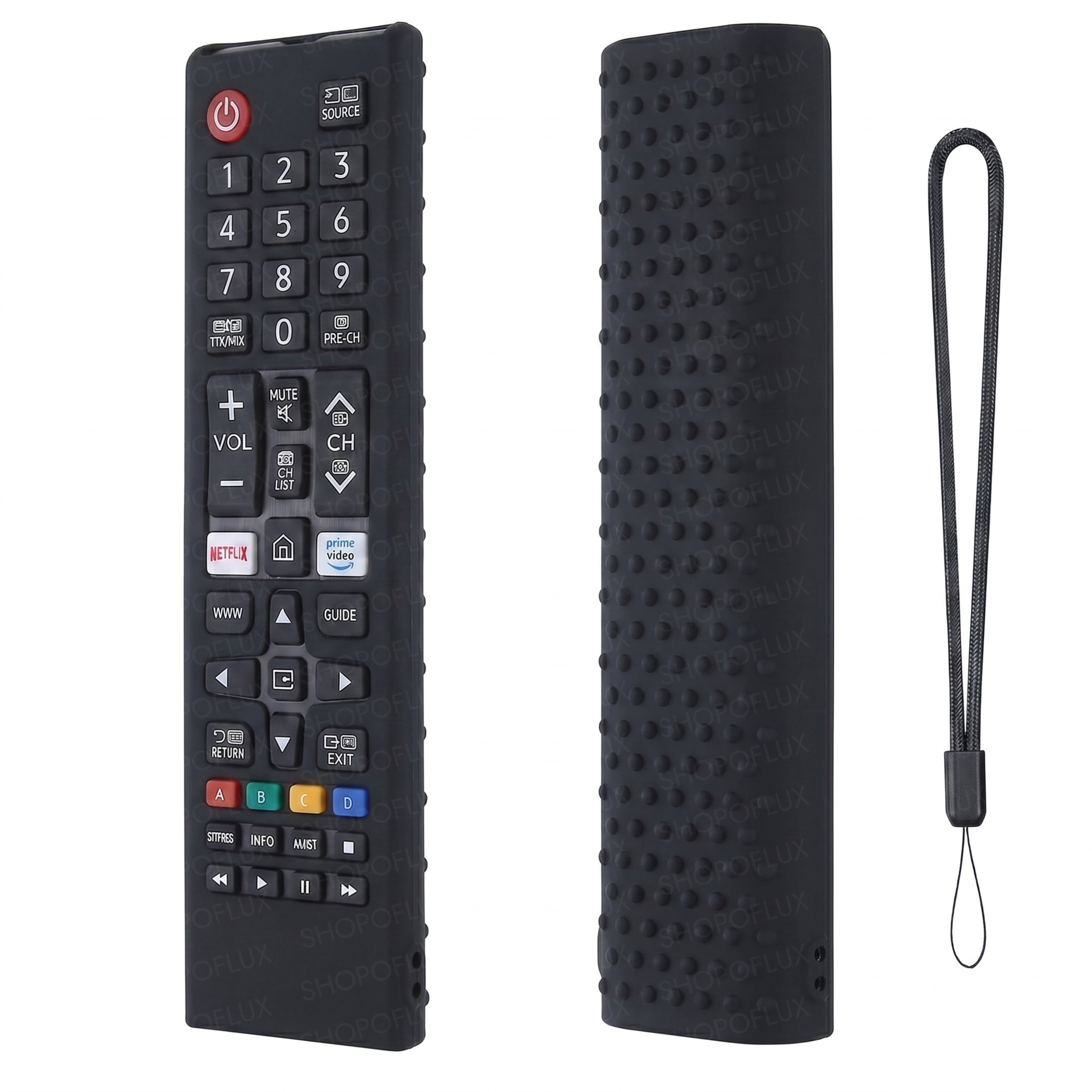 SHOPOFLUX Silicone Tv Remote Cover Compatible with Samsung Smart Tv Remote Without Sollar [Remote NOT Included] (Black)