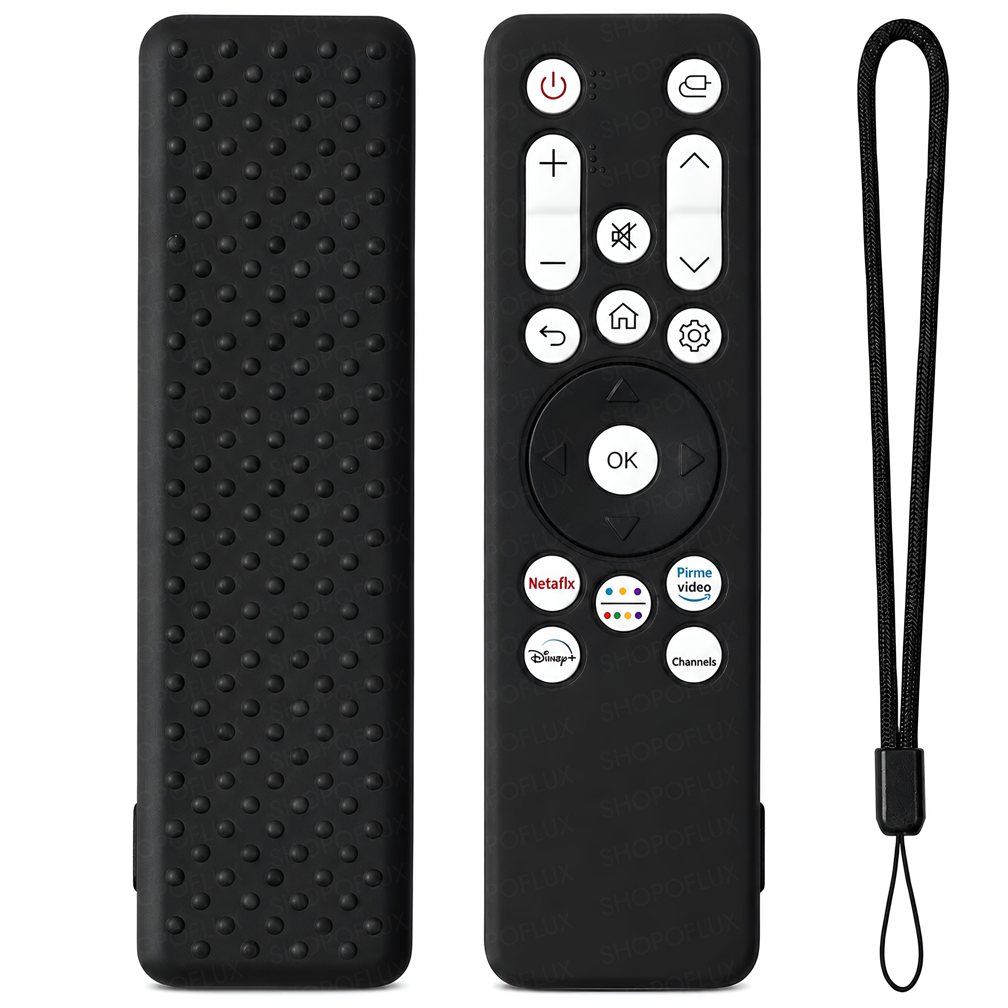 SHOPOFLUX Silicone Case Cover Compatible with LG Smart Monitor Remote Control with Lanyard (Black)