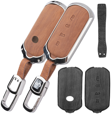 SHOPOFLU Key Cover Compatible for Tata Curvv | Curvv EV Electric | Sierra | Safari | Harrier | 4 Button Smart Key Only (Leather Black Brown)