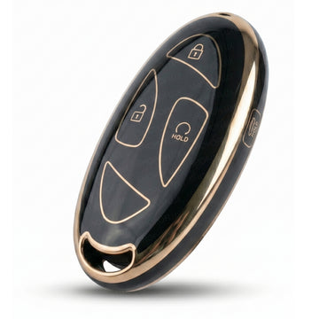SHOPOFLUX TPU Key Cover Compatible with Hyundai Venue 4 Button Smart Key (Black)