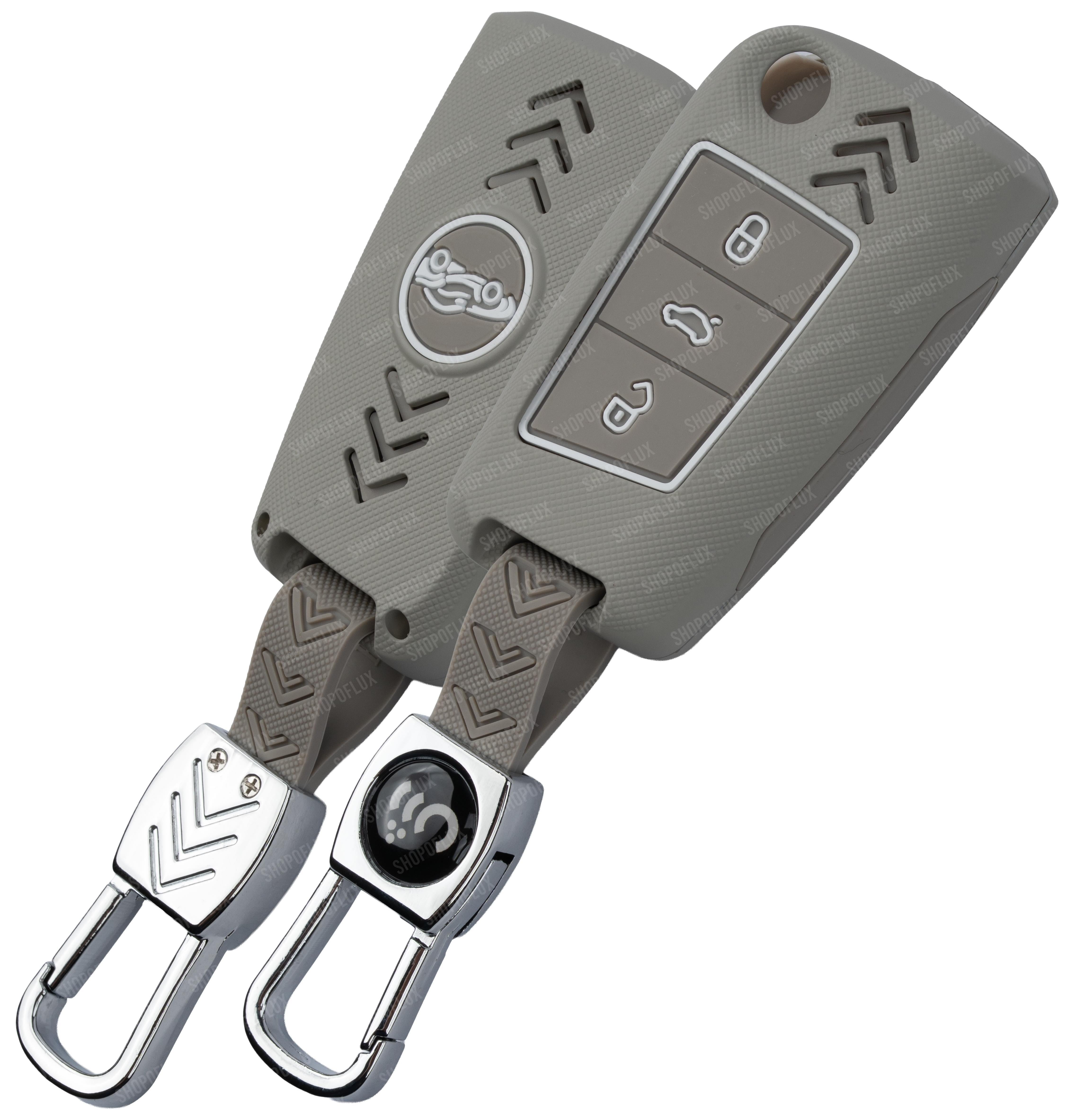 SHOPOFLUX Metal Key Cover Compatible for Skoda & Volkswagen Cars Kylaq | Slavia | Kushaq | Octavia | Virtus | Taigun | Tiguan | T Roc 3 Button Flip Key