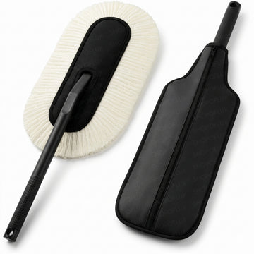 SHOPOFLUX Car Duster for Car Cleaning, Scratch-Free Dust Cleaner Brush with Long Handle, Premium Cotton Mop with Wax Coating, Lint-Free Exterior Cleaning Duster for Cars, SUVs & Bikes.