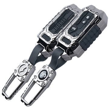 SHOPOFLUX Metal key Cover Compatible with Suzuki Dzire | Victoris | Ertiga 3 button smart key (Pack 1) (Metal Silicone Black) Shopoflux