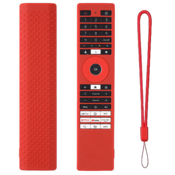 SHOPOFLUX Silicone TV Remote Cover Compatible with Toshiba Smart TV Protective Case with Lanyard (Red) Shopoflux